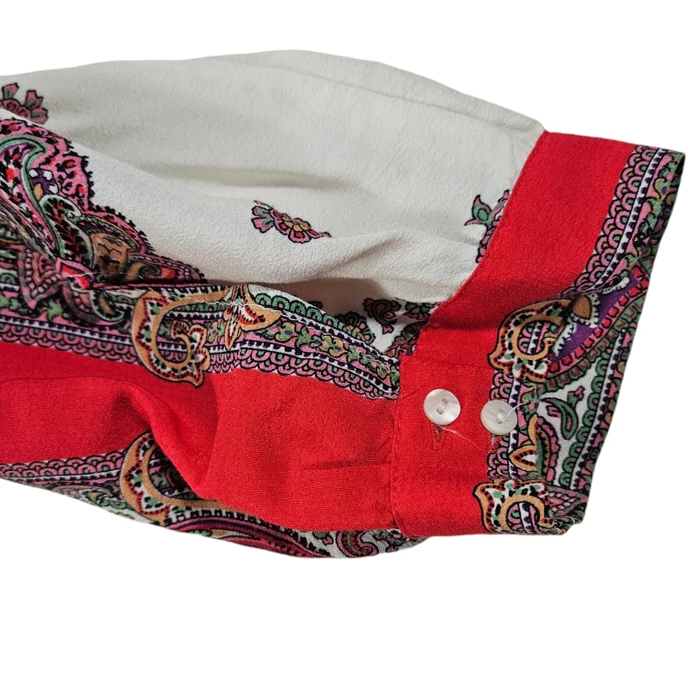 Zara Pink Paisley Floral Print Wrap Mini Dress Sz M Tie Waist Feminine Flirty - Picture 12 of 16